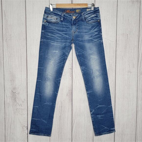 Mavi Emma Relaxed Straight Leg Medium Wash Distressed Jeans, size 28/32 - Picture 1 of 9